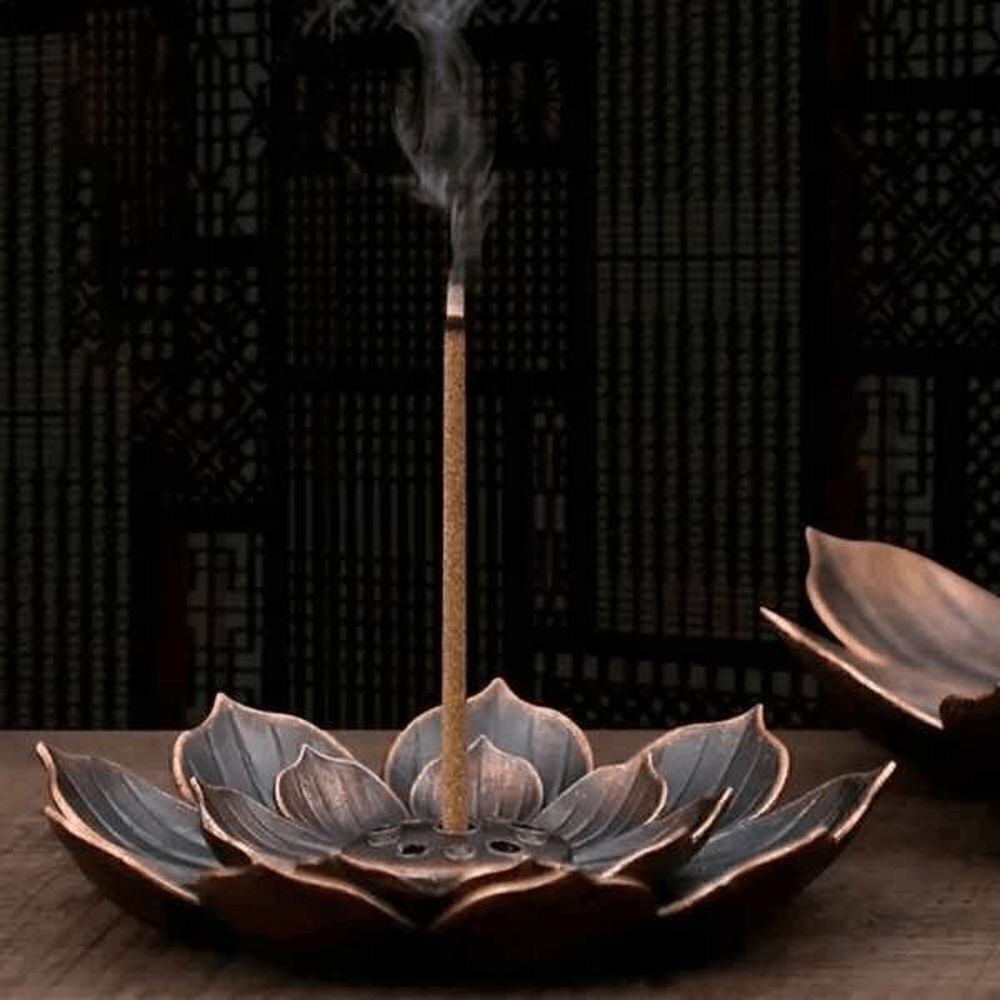 Lotus Flower Incense Holder - Bronze